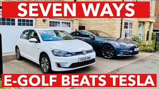 SEVEN WAYS Our EGolf BEATS Our Tesla [upl. by Ecital405]