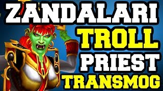 Zandalari Troll Female Priest Transmog Tiers 121 PvE  World of Warcraft Battle for Azeroth [upl. by Alaj]