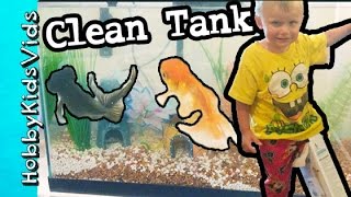 HobbyDad Cleans Fish Tank HobbyBear Foot Stuck in Box by HobbyKidsVids [upl. by Herman86]