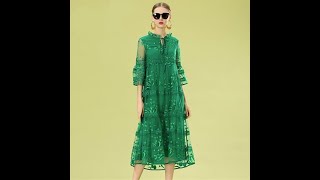 Spring Summer Dress Womens Plus Size Elegant Mesh middle Sleeve Stretchy Bodycon Dress Lace [upl. by Arnaud]