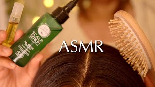 ASMR Hair Care with Wooden brushes and Scalp Serum  No Talking [upl. by Ellenrahs]