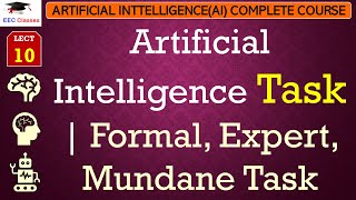 L10 Artificial Intelligence Task  Formal Expert Mundane Task  Artificial Intelligence Lectures [upl. by Noe]