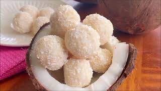 3 ingredient Coconut Balls  Super Easy Snack Recipe [upl. by Imaj]