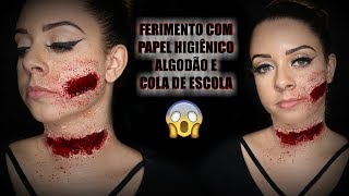 COMO FAZER FERIMENTO COM PAPEL HIGIÊNICO ALGODÃO E COLA DE ESCOLA  POR KAREN LIMA [upl. by Nosila470]