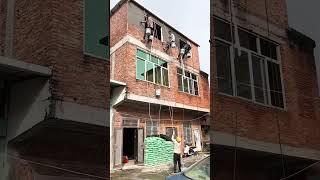 Decoration process of antiseepage mortar for the brick house exterior wall [upl. by Osher]