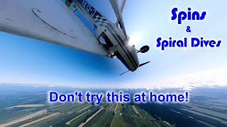 Spin and Spiral Dive  Cessna 152 Acrobat [upl. by Leinahtam]