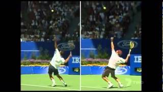 1995 AO AgassiSampras serve comparisonavi [upl. by Detta99]