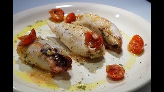 Calamari ripieni  in 8 nel microonde  Stuffed squid EasyRecipe [upl. by Ecirtnahc]