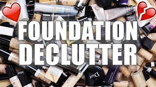 100 FOUNDATIONS  Makeup Declutter [upl. by Holder562]