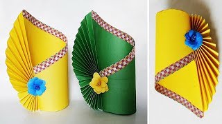 How To Make a Flower Vase at Home  Making Paper Flower Vase  DIY Simple Paper Crafts [upl. by Ettenuj]