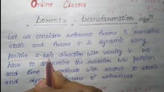 Lorentz transformation equation bsc Hindi and English [upl. by Pyle]