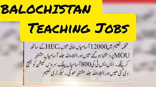 BALOCHISTAN teaching jobs latest news  teaching jobs 2024 hec jobs balochistan sbk latest [upl. by Aicirtak999]