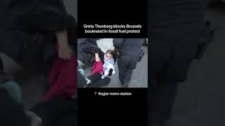 Greta Thunberg blocks Brussels boulevard in fossil fuel protest [upl. by Sualk15]