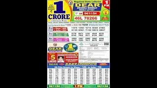 NAGALAND Lottery SAMBAD DEAR EVENING 1 PM RESULT TODAY 04112024 STATE DEAR LOTTER [upl. by Naerad]