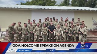 Gov Holcomb visits Indiana National Guard in Kenya responds to marijuana legalization in Ohio [upl. by Nairadas]