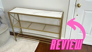 One Minute Review Unboxing amp Assembling the Hoctieon 3Tier Gold Console Table Amazon Furniture [upl. by Nnazus]