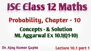 ISC Class 12 Maths  Probability  Concepts amp Solution ML Aggarwal Ex 101 Q 110 [upl. by Vories]