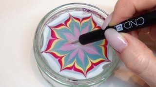 How To Produce Water Marbling Nail Art With Nail Polish CND VINYLUX [upl. by Erasmus357]