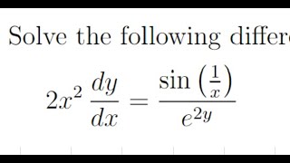 Diff Eqn a separable ODE example [upl. by Harmonia893]