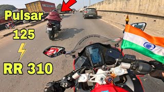 RR 310 vs PULSAR 125  STREET RACE 🔥  CLOSE CALLS 😱  TVS vs BAJAJ [upl. by Nyrret829]