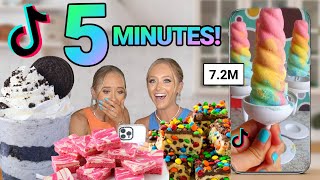 Trying EASY 5 MINUTE TIKTOK DESSERT RECIPES [upl. by Mckeon831]