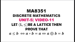 A PROBLEM ON LATTICES  DISCRETE MATHEMATICS  UNIT5 VIDEO11 [upl. by Nappie]