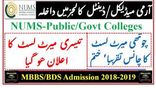 3rd Merit List of NUMS GovtPublic Sector FMDCArmy Medical CollegesChances for 4th Merit List [upl. by Assilram]