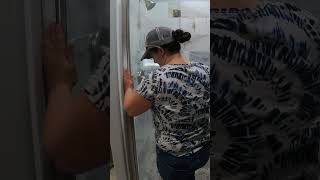 Amazon Shower Door Install diy construction showerdoor homestead [upl. by Charlton404]