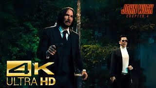 John Wick and Caine Team up  Fight Scene  John Wick Chapter 4  4K Ultra HD [upl. by Laerdna387]