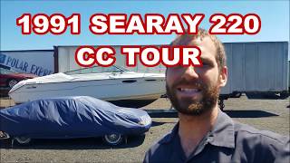 1991 Sea Ray 220 CC walk walk around and tour 50L Mercruiser cuddy [upl. by Barden]