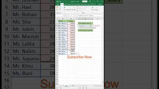 Sum Male and Female Data in Excel  Excel Sumif Formula for Male and Female Data excelsumif [upl. by Ballman]