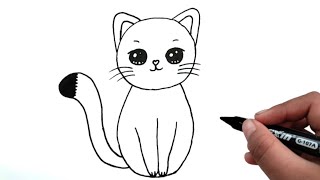 How To Draw Cat Very Very Easy  Cat Drawing For Kids [upl. by Brodie462]