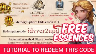 Identity V  FREE ESSENCES How to get it Redeem this code [upl. by Anawal]