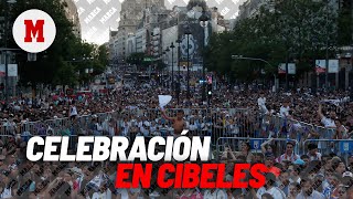 La afición del Real Madrid celebra el título de Laliga en CIBELES en directo [upl. by Thanasi818]