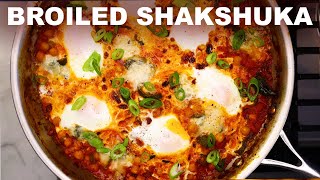 Shakshuka that isnt soupy  eggs poached in spicy tomato sauce  chickpeas [upl. by Sandler]