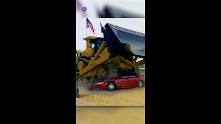 Cat D11T Dozer Crushes a Pontiac shorts [upl. by Lisk190]