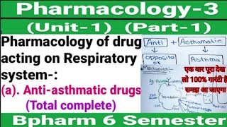 Anti asthmatic drugs। Pharmacology of drugs acting on Respiratory system। Unit1 Pharmacology3।Bph6 [upl. by Latty]