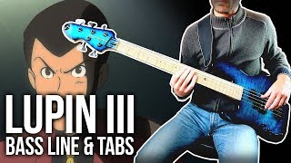 Sigla Lupin III  BASS LINE Play Along Tabs [upl. by Safoelc]