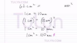 conversion of metric units squared centimeters to squared millimeters [upl. by Ceil]