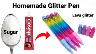 How to make Unicorn Liquid PenLava Glitter PenHow to make Glitter penDIY glitter penHomemade Pen [upl. by Nachison530]