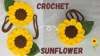 How to crochet a sunflower keychain 🌻  beginner friendly tutorial [upl. by Nelyahs]