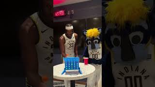 Myles Turner Takes on Pacers Mascot Boomer in Bounce Connect 4 [upl. by Biagio]