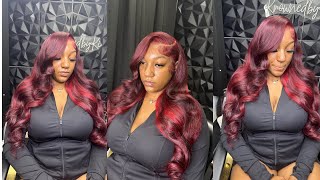 Frontal wig install  color  look amp learn Staining the lace but still delivering 🍒 [upl. by Elamaj]