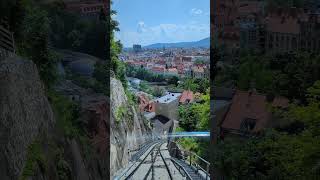 Schlossbergbahn Fahrt mit herrlichem Blick auf Graz im Frühling [upl. by Alaehcim]