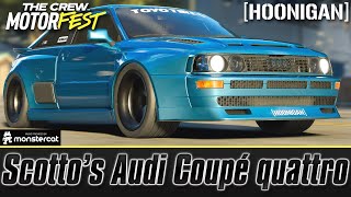 The Crew Motorfest  Scottos Audi Coupe quattro  FULLY UPGRADED  PRO SETTINGS  HOONIGAN KING [upl. by Malca966]