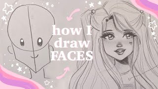 🌸 How I Draw Faces 🌸  easy tutorial my art style [upl. by Fiorenza]