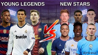 Young Legends Ronaldo Messi Neymar 🆚 New Star Mbappe De Bruyne Vinicius Rashford 🔥💪 [upl. by Kohsa536]