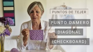 Tejer punto damero diagonal  A dos agujas 🧶 Tejer con Lucila [upl. by Chelsea24]