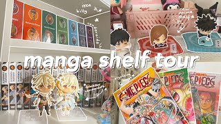 🍡 manga shelf tour  aesthetic room decor organizing manga new shelf  genshin collection🧸 [upl. by Ahsahtan]