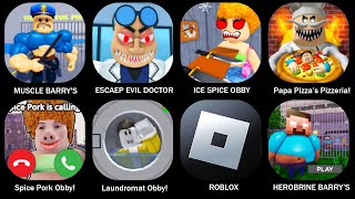 ROBLOX MUSCLE BARRYS PRISON RUN ESCAEP EVIL DOCTOR ESCAPE ICE SPICE OBBY Papa Pizza’s Pizzeria [upl. by Safir886]